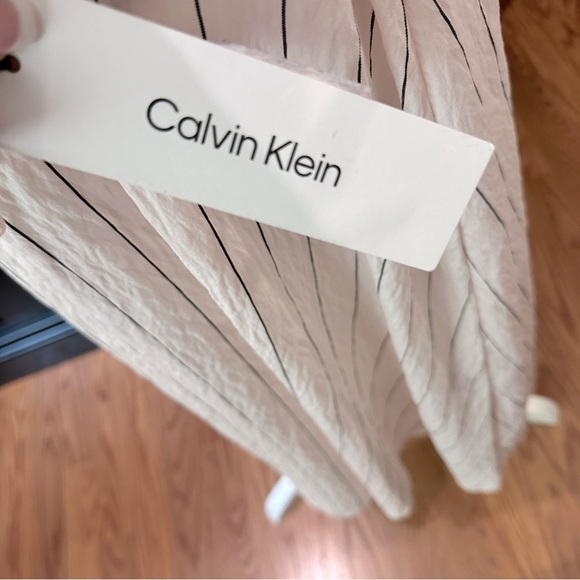 Calvin Klein Blush Pink Stripe Midi Dress | Size 12 | NWT - Picture 7 of 15